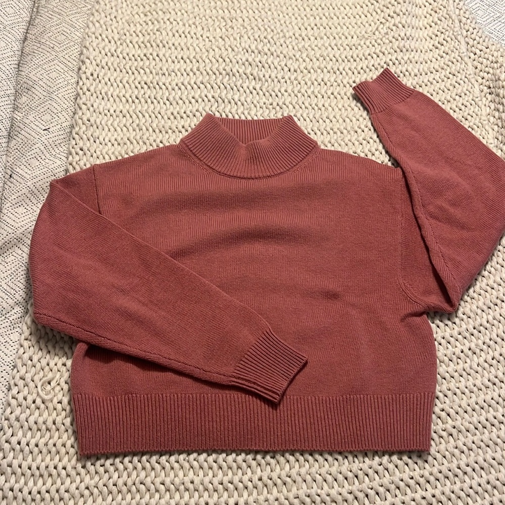 Aritzia Wilfred Free Mockneck Cropped Wool Harper Sweater